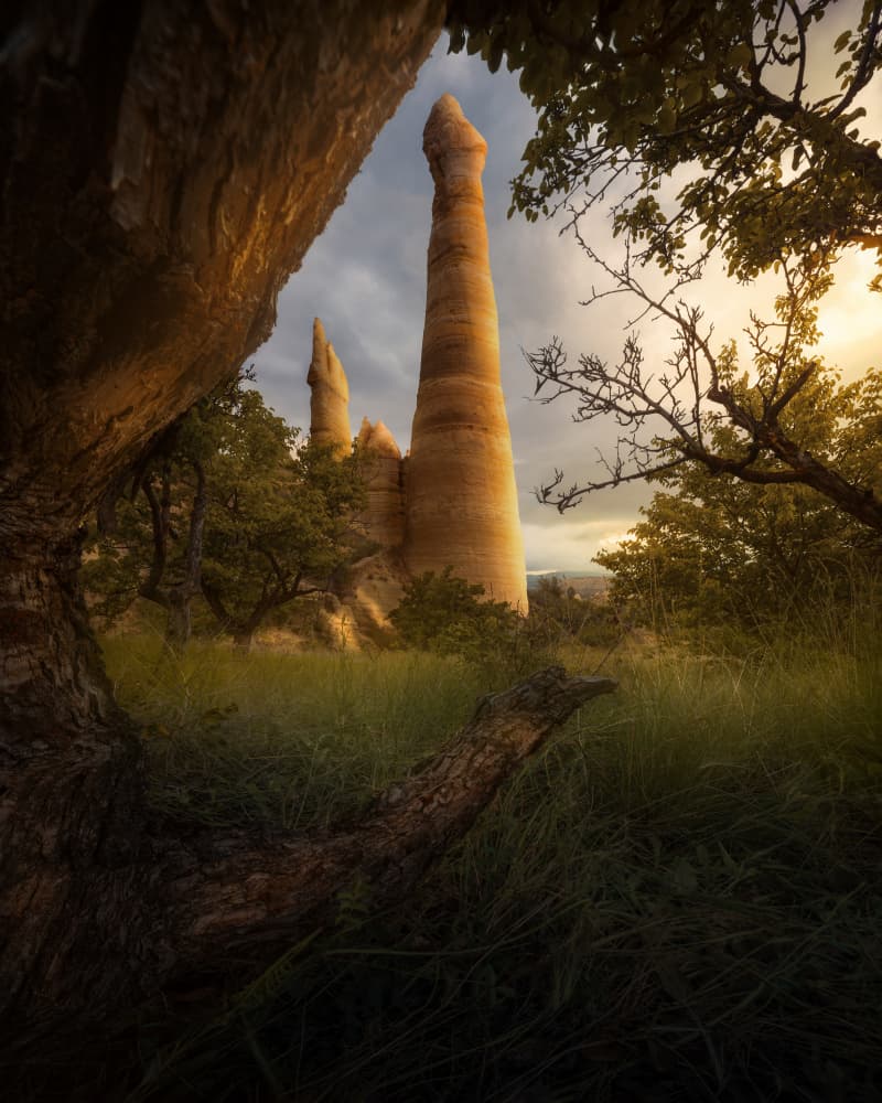 Golden Desert Pillars by SANDEEP MATHUR — canvas wall art