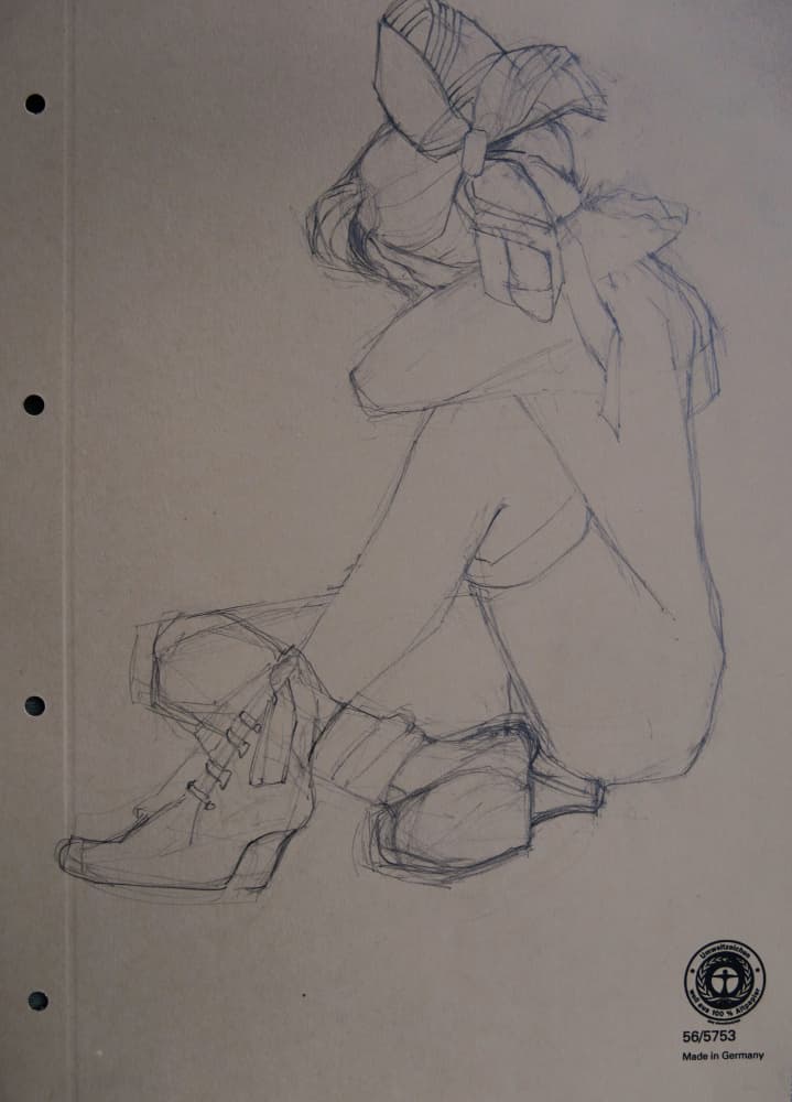 Pensive Girl Sketch by Doris Schmitz — canvas wall art