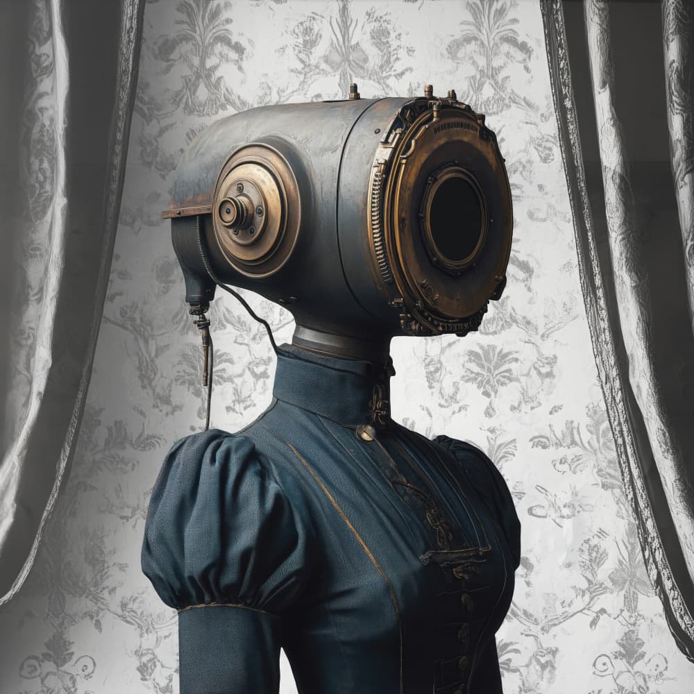 Elegant Steampunk Automaton by Sue Skellern — canvas wall art