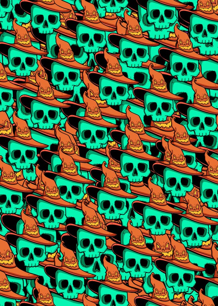 Spooky Witch Skulls by Stephen Wade — canvas wall art