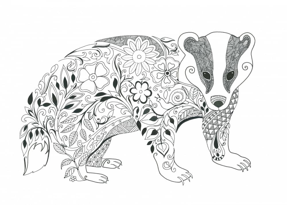 Floral Badger Design by Isabelle Brent — canvas wall art