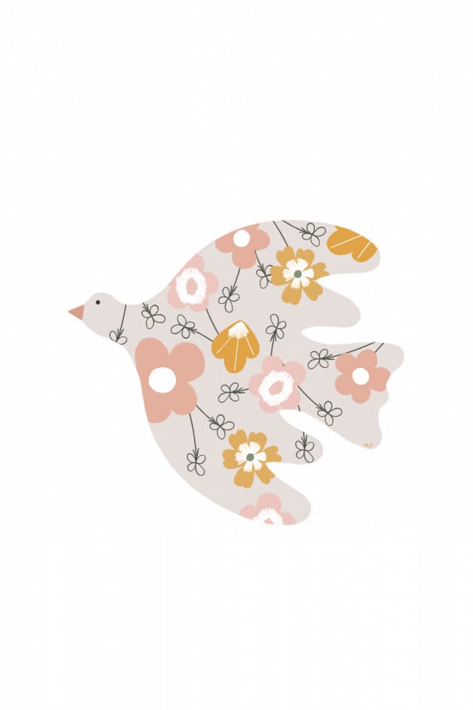Pastel Floral Dove by Menina Lisboa — canvas wall art