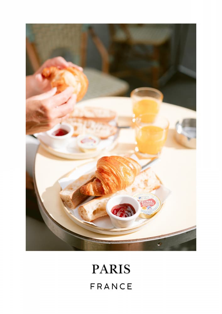 Paris Croissant Travel poster by Raisa Zwart — canvas wall art