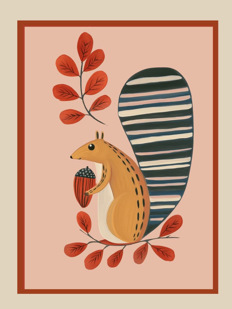 Autumn Squirrel with Acorn by City Art — canvas wall art
