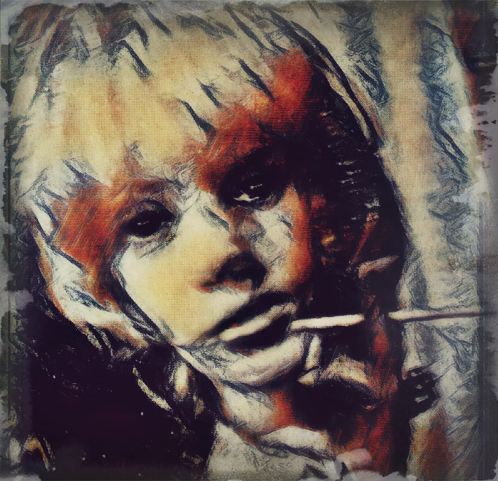 Moody Smoker Portrait by Dalibor Davidovic — canvas wall art