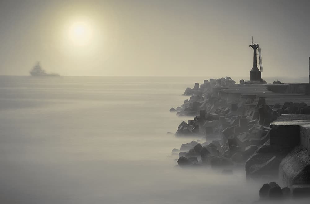Misty Coastal Lighthouse by MingLun Tsai (蔡明倫) — canvas wall art