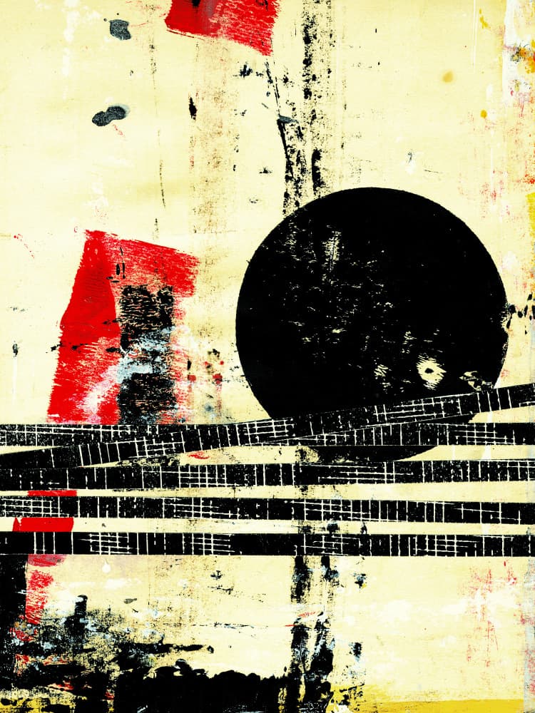 Black Circle Red Abstract by Petr Strnad — canvas wall art