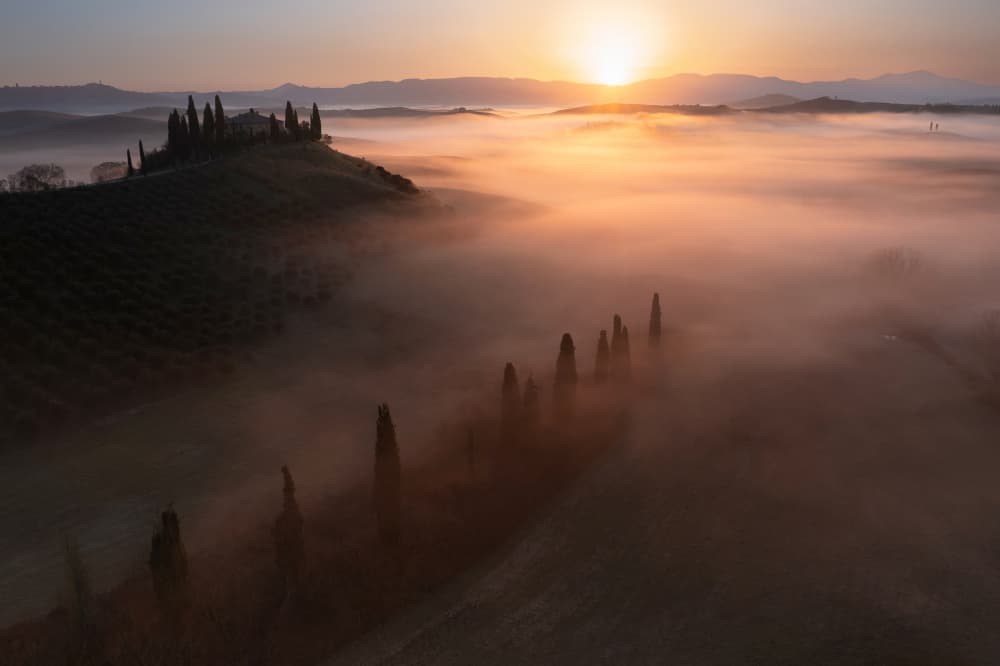 Misty Tuscan Sunrise by Jure Kravanja — canvas wall art