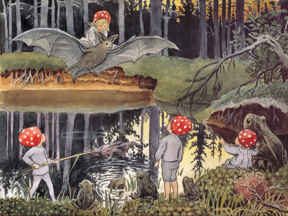 Tomtebobarnen Fladdermusen by Elsa Beskow — canvas wall art