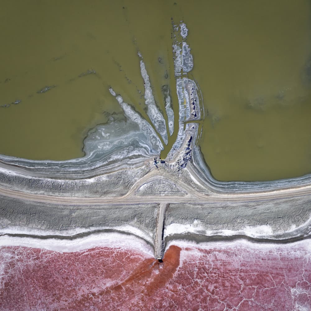 Pink and Green Salt Lakes by Shenshen Dou — canvas wall art