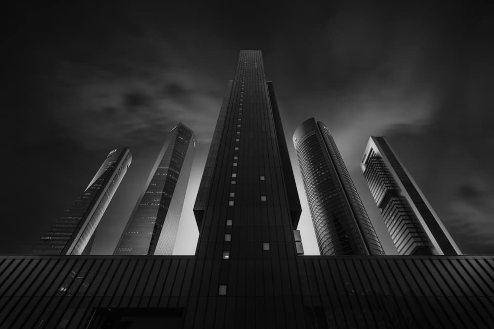 Dramatic City Skyscrapers by Jorge Ruiz Dueso — canvas wall art