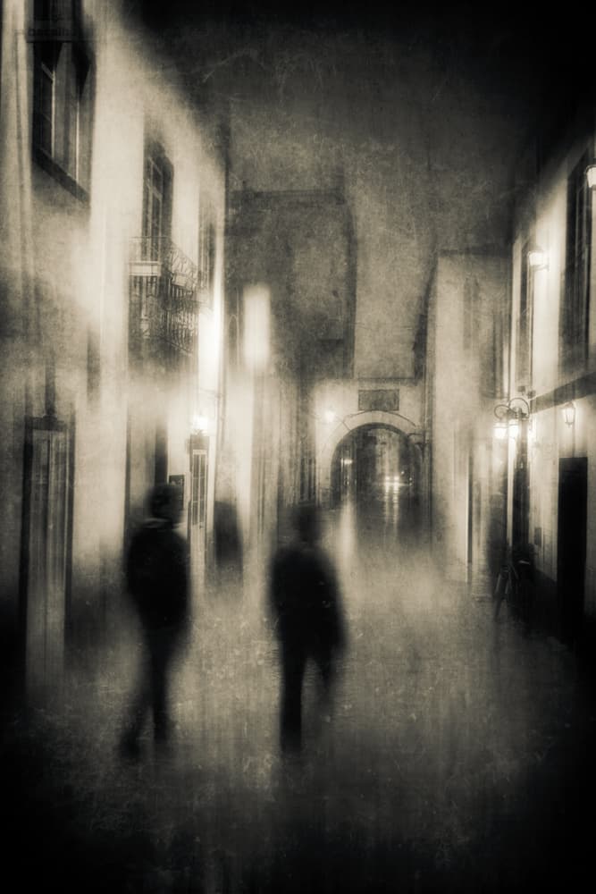 Mysterious Street Figures by Charlaine Gerber — canvas wall art