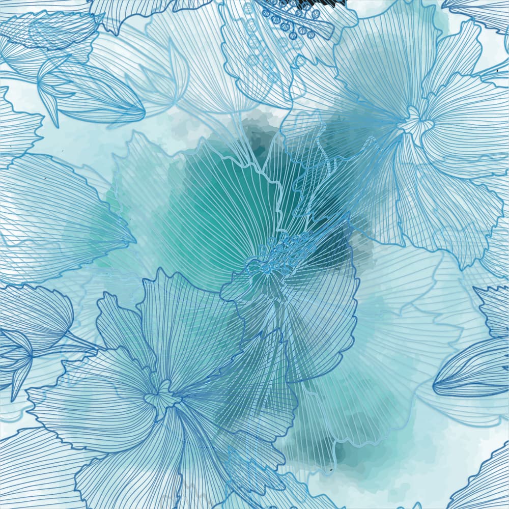 Blue Watercolor Blooms by Pelin Atilla — canvas wall art