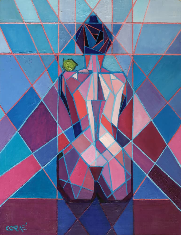 Geometric Woman With Lime by Corné Akkers — canvas wall art