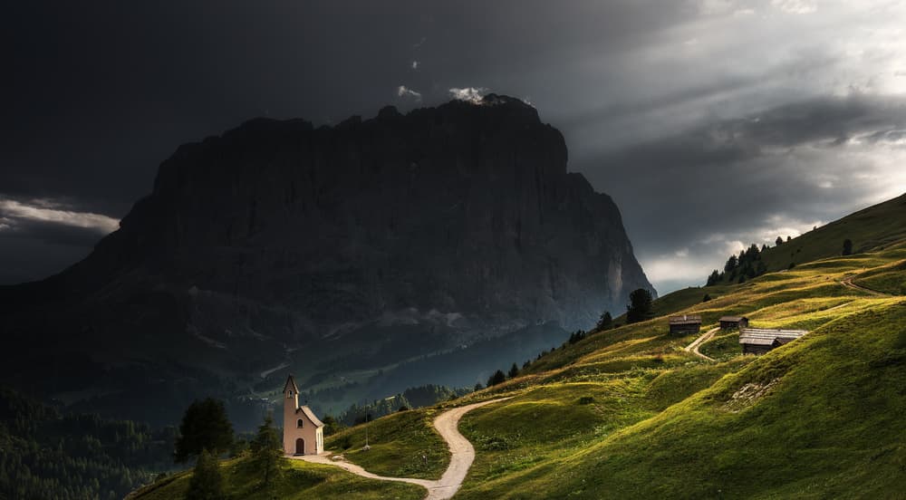Alpine Valley Chapel by Ales Krivec — canvas wall art