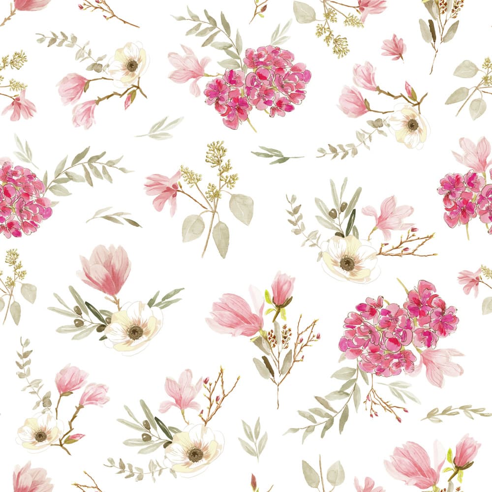 Floral Bouquets Pattern Light Pink by Anis Illustration — canvas wall art