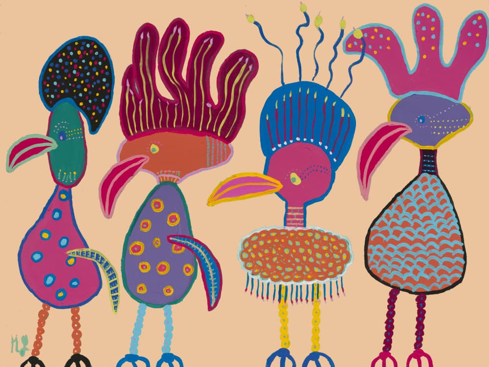 Colorful Fantasy Birds by Helen Joynson — canvas wall art