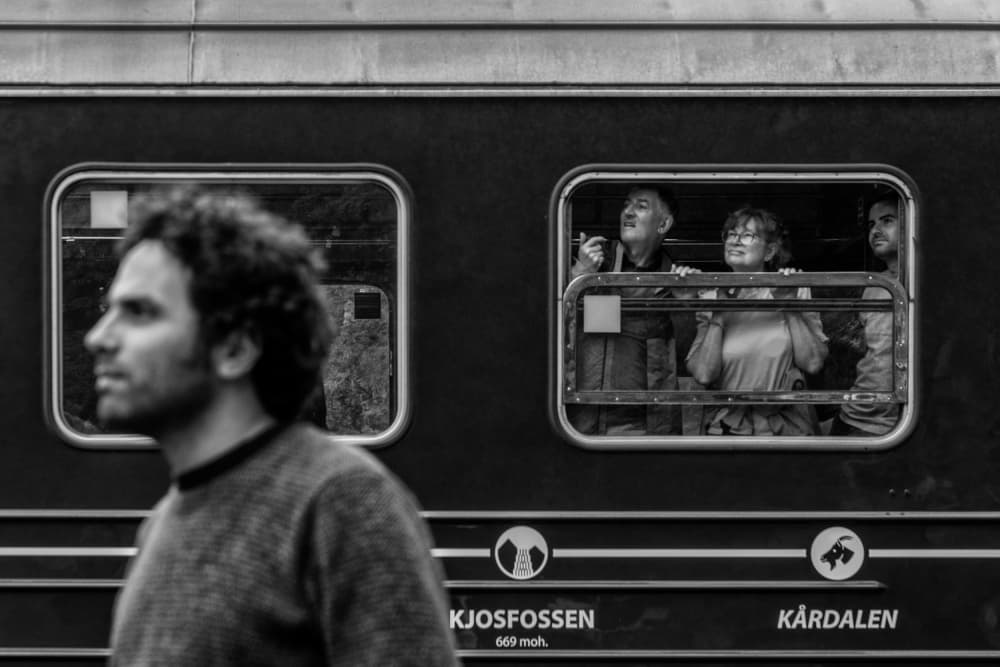 Norway Train Travelers by Corinne Spector — canvas wall art