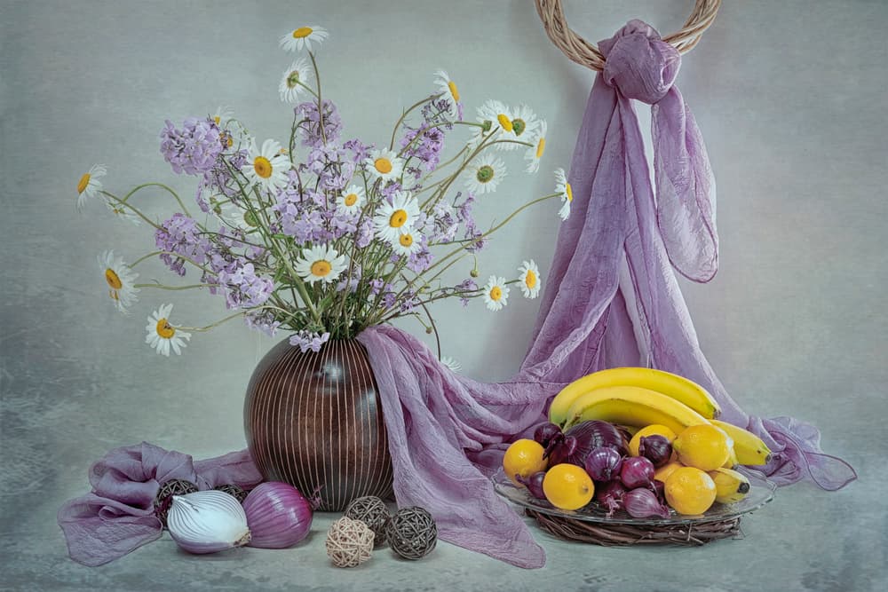 Purple Floral Still Life by Lydia Jacobs — canvas wall art