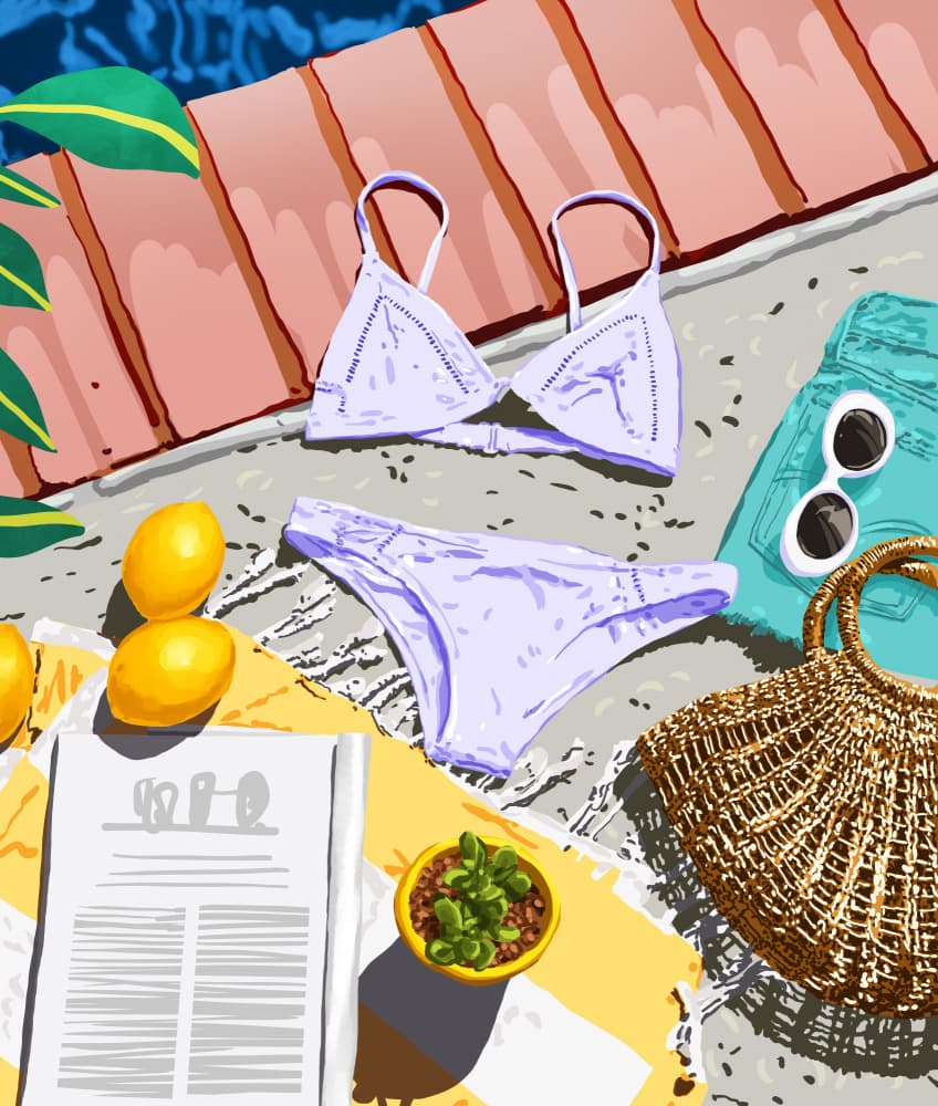 Poolside Summer Essentials by Uma Gokhale — canvas wall art