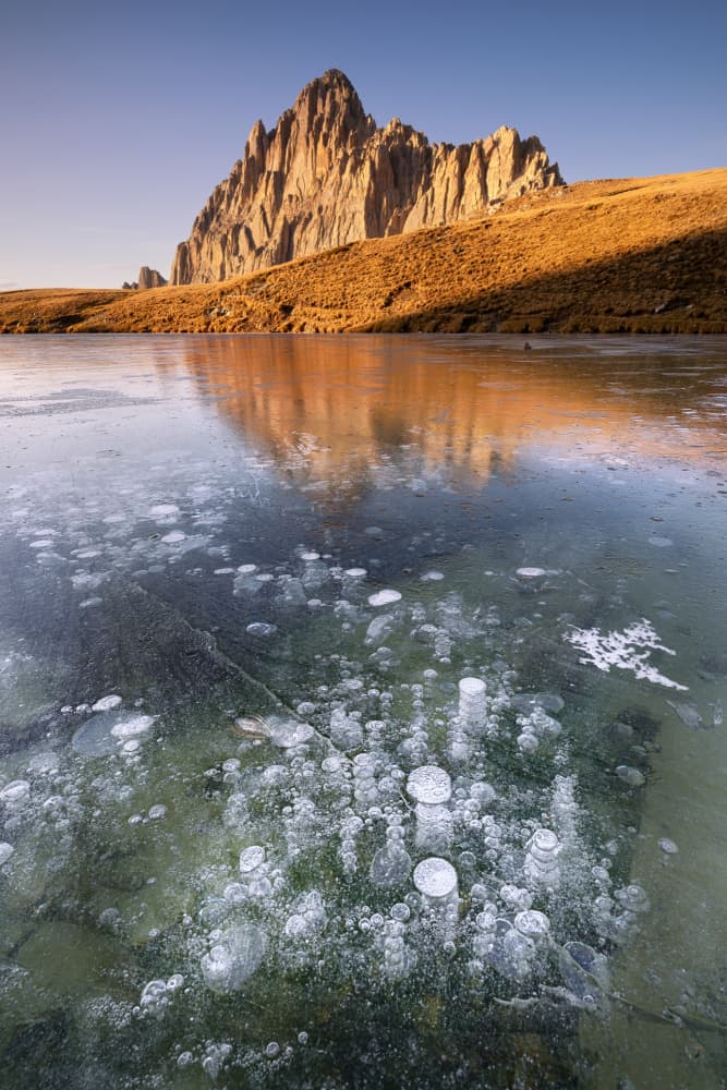 Golden Mountain Frozen Lake by Paolo Bolla — canvas wall art