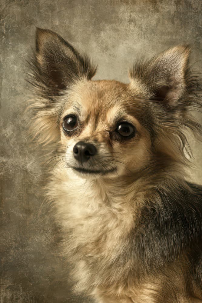 Long Haired Chihuahua Portrait by Rafal Kulik — canvas wall art