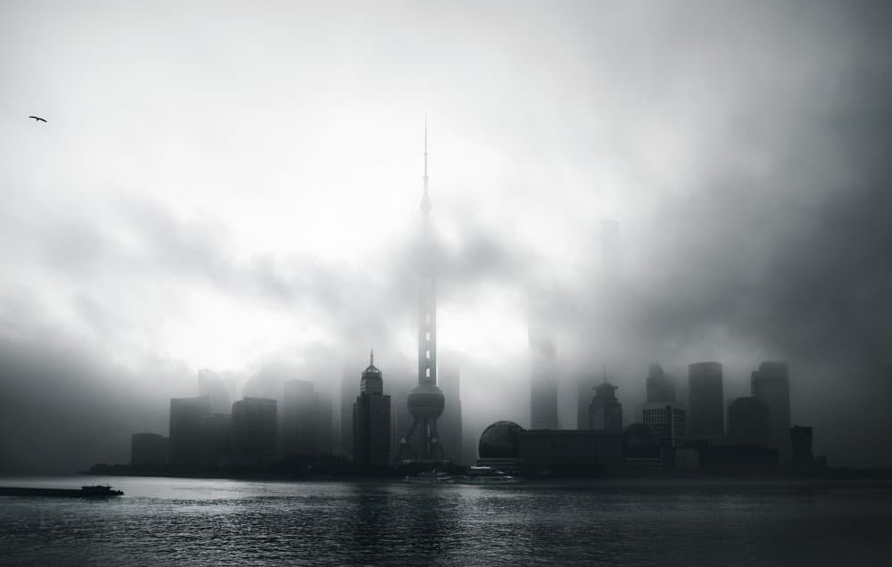 Shanghai Foggy Skyline by Fabrizio Massetti — canvas wall art
