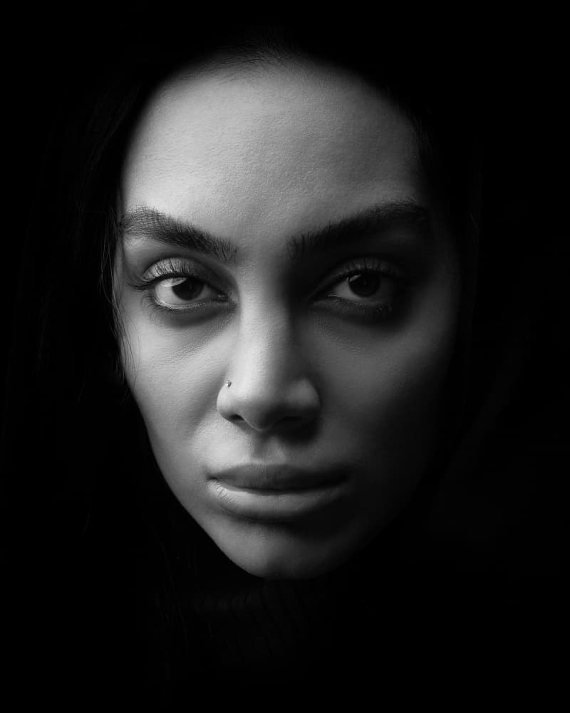 Dramatic Soulful Gaze by Mehdi Mokhtari — canvas wall art