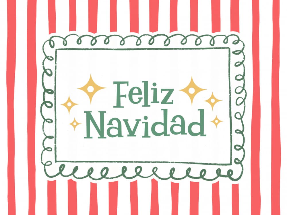 Feliz Navidad Greeting by Jolly and Dash — canvas wall art