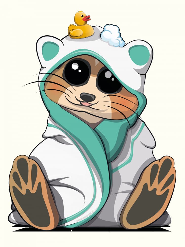 Cute Bathtime Meerkat by In The Washroom — canvas wall art