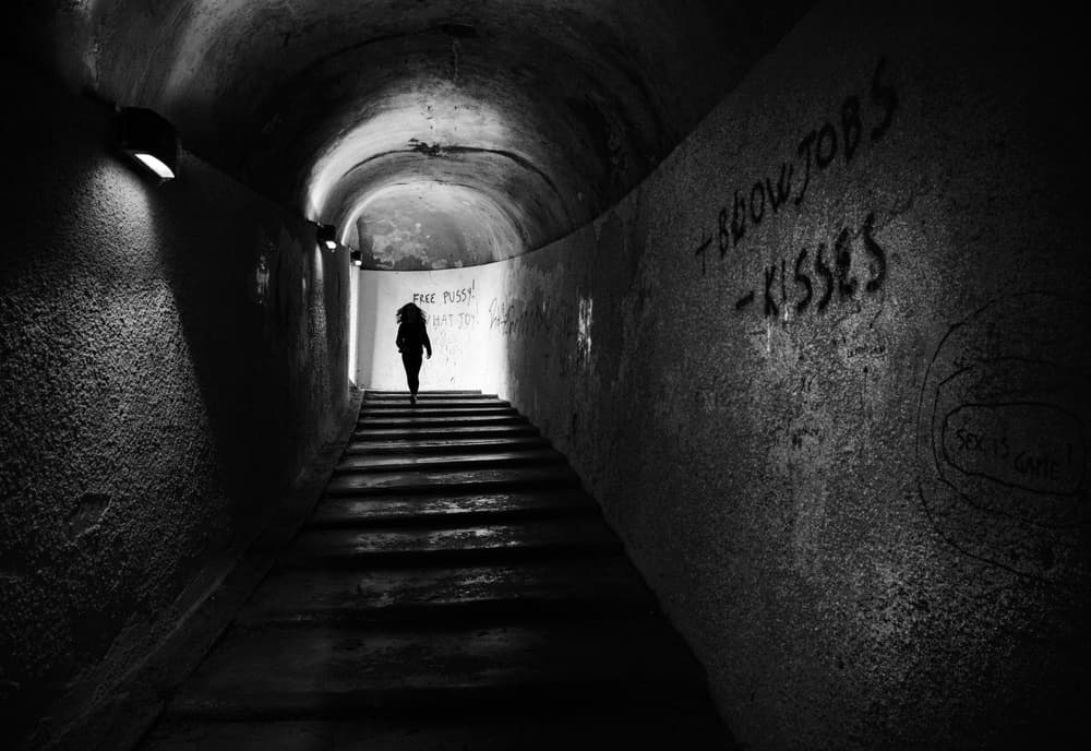 Mysterious Tunnel Figure by Luciano Caturegli — canvas wall art