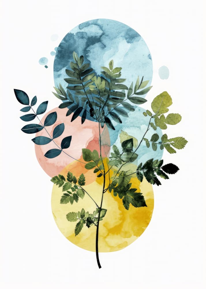 Botanical Watercolor Circles by Justyna Jaszke — canvas wall art