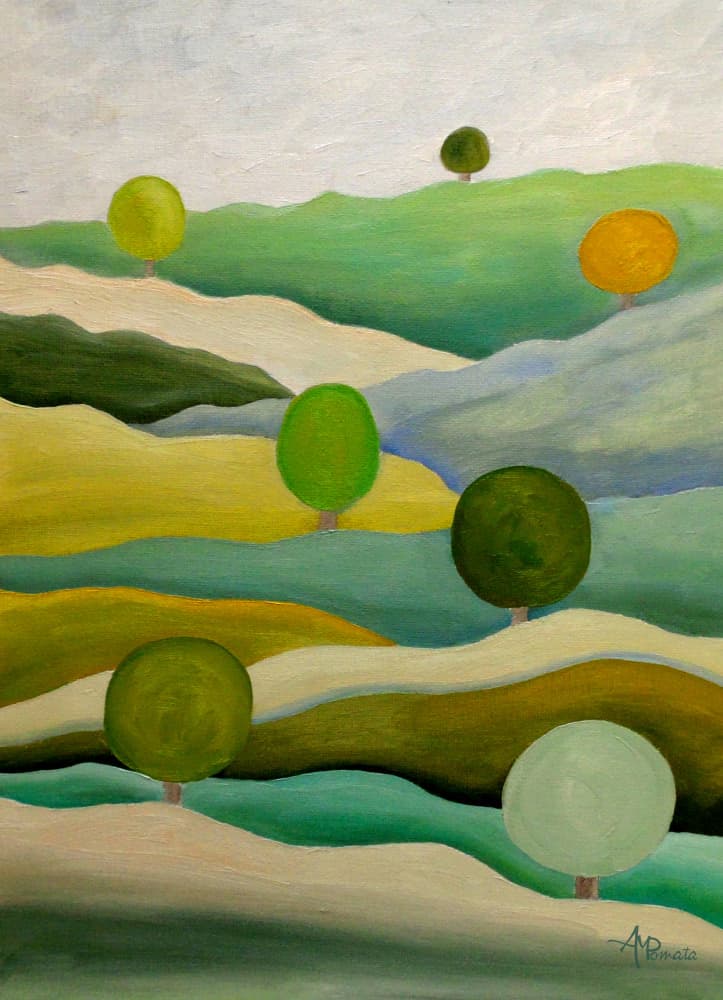 Abstract Green Landscape by Angeles M. Pomata — canvas wall art