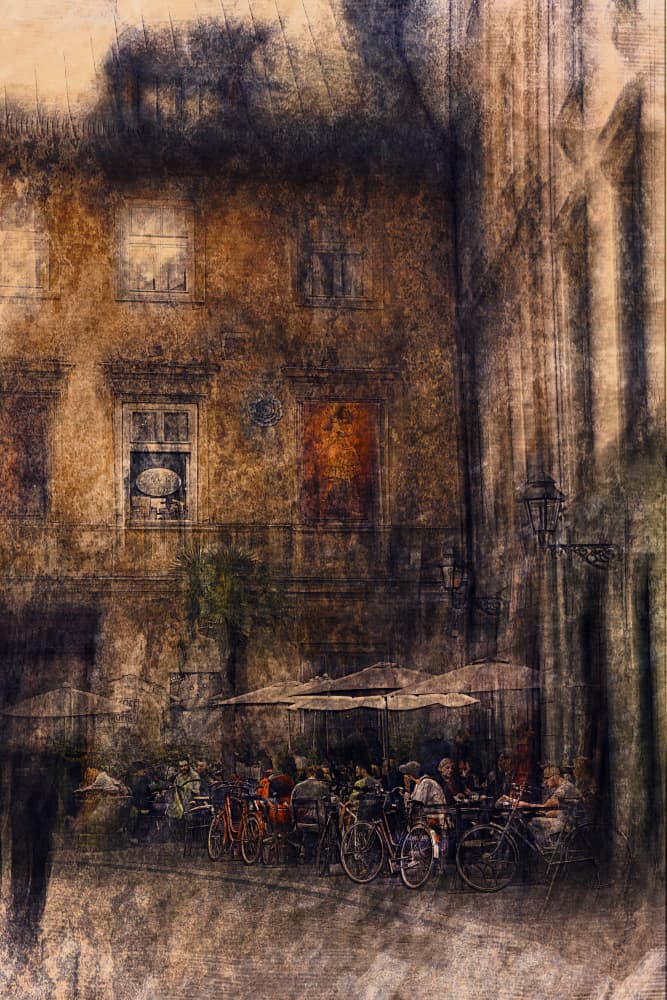 Old World Cafe Scene by Jan van der Linden — canvas wall art