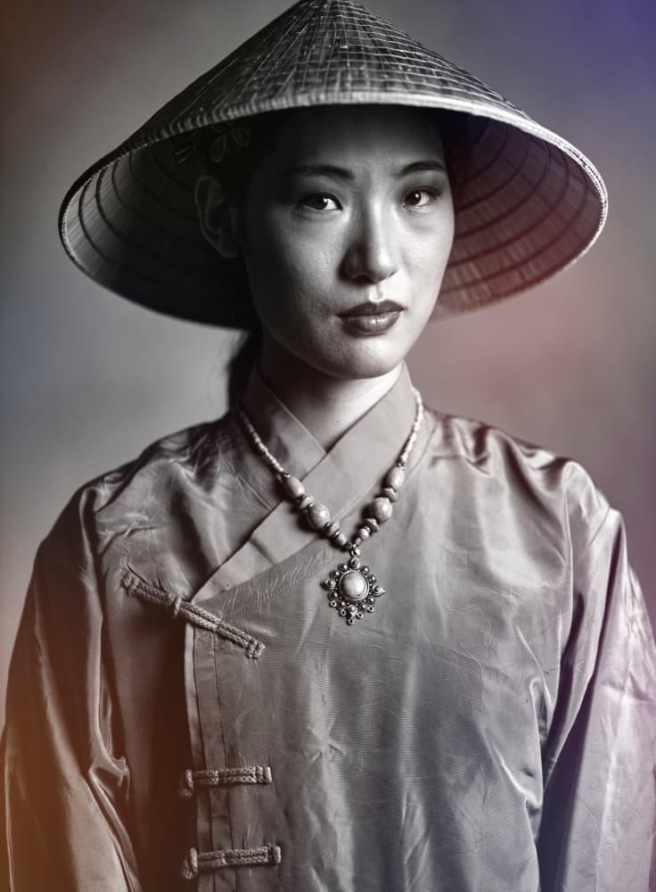 Traditional Asian Portrait by Offer Ellbogen — canvas wall art