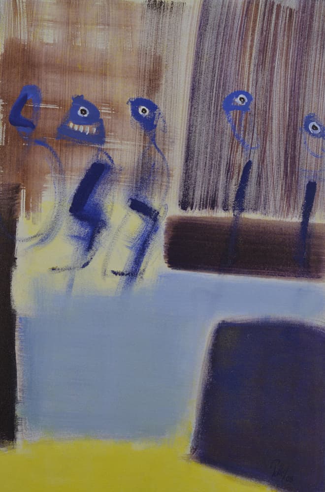 Abstract Blue Figures by Mr PETTO — canvas wall art