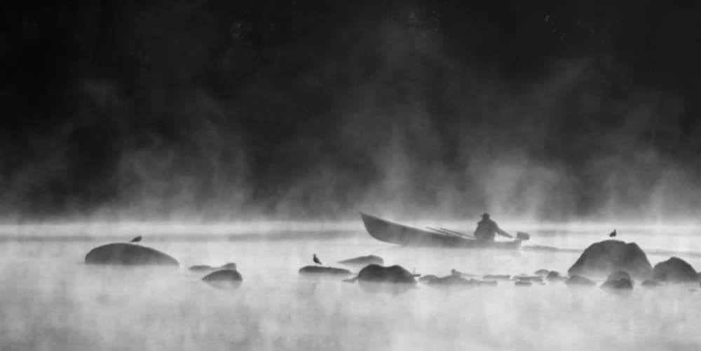 Misty Morning Canoe by Bror Johansson — canvas wall art