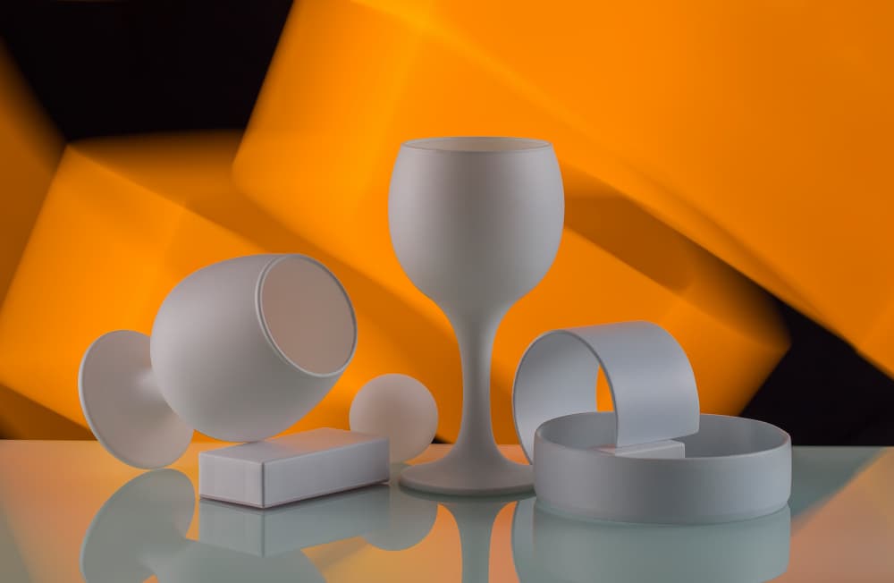 White Shapes Orange Glow by Evgeniy Popov — canvas wall art