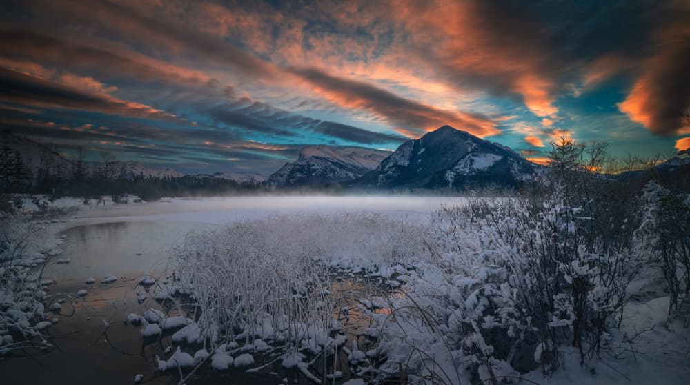 Colorful Winter Dawn by Bing Li — canvas wall art