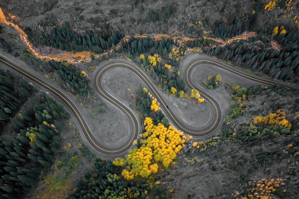 Winding Autumn Road by Mei Xu — canvas wall art