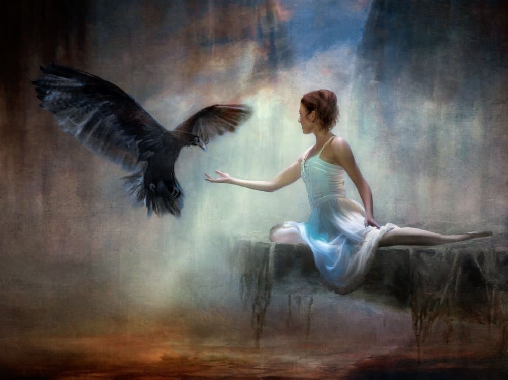 Ethereal Woman Eagle by Charlaine Gerber — canvas wall art