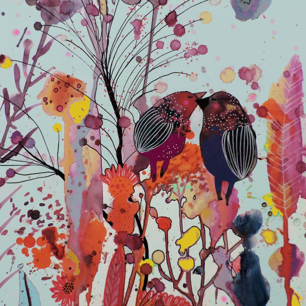 Whimsical Love Birds by Sylvie Demers — canvas wall art
