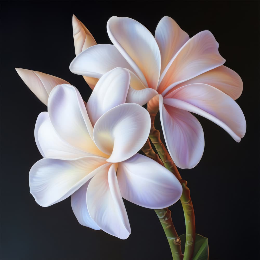 Elegant Plumeria Flowers by Bilge Paksoylu — canvas wall art