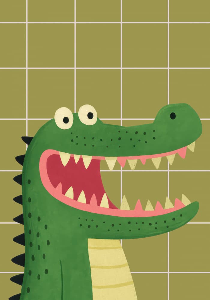 Happy Green Alligator by Neetesh Kumar — canvas wall art
