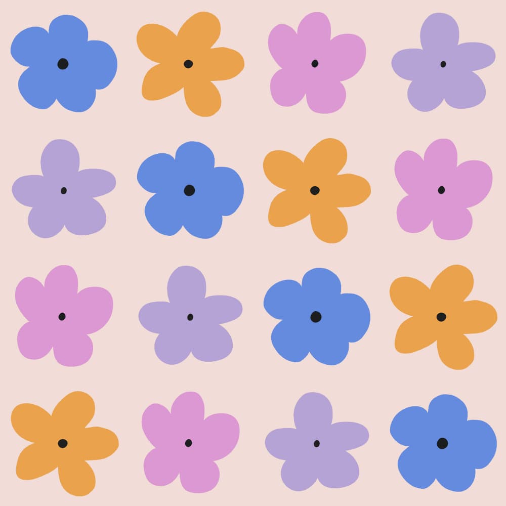 Colorful Flower Pattern by Carolina Rowlinson — canvas wall art