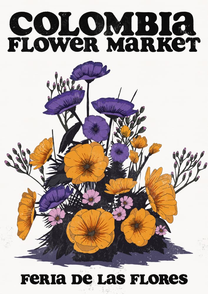 Vintage Colombia Flower Market by Nicholas — canvas wall art