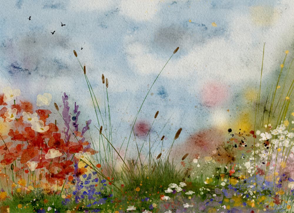 Vibrant Flower Field by Ankie Kooi — canvas wall art