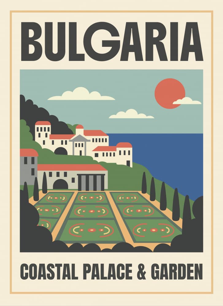 Coastal Palace and Garden by Marika Barsrsind β canvas wall art