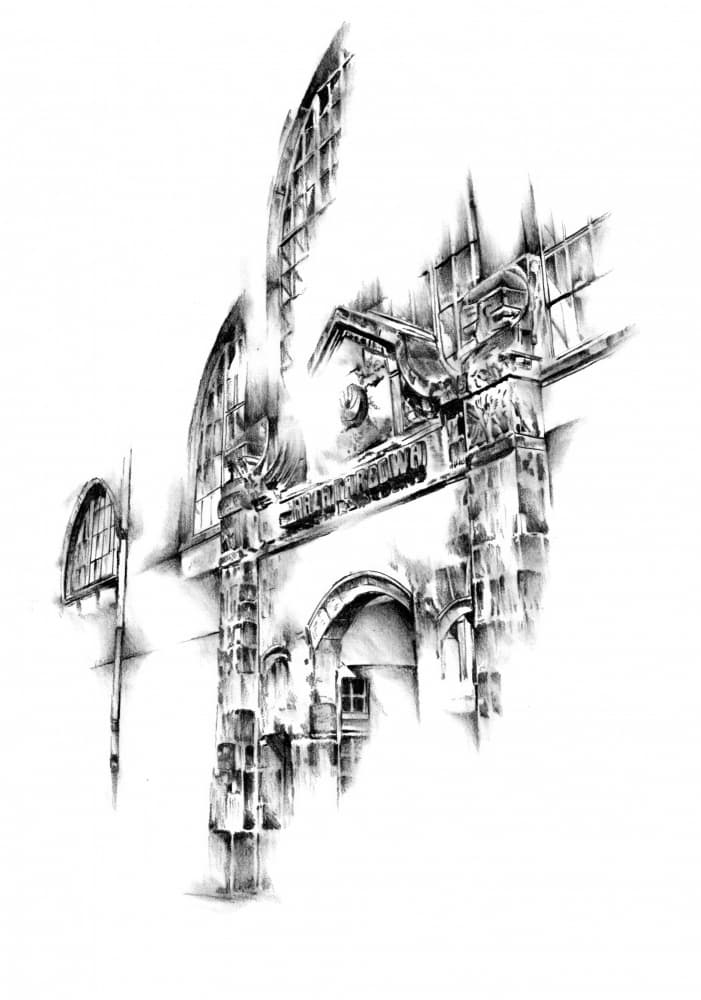 Deconstructed Architecture Sketch by Kulik — canvas wall art