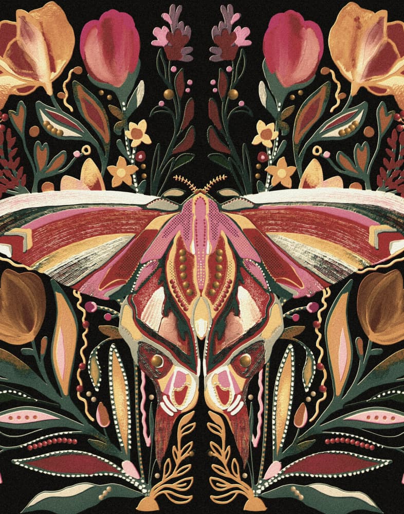 Bohemian Floral Moth by Josie George — canvas wall art